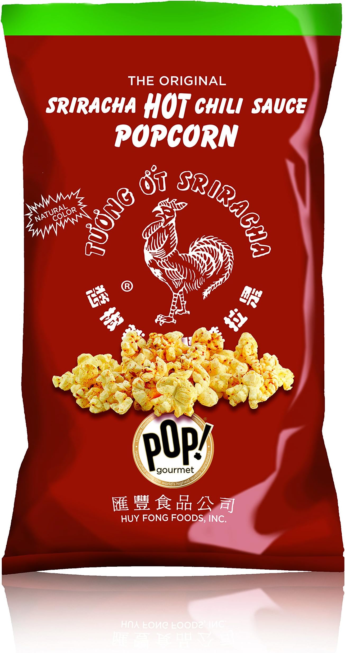 Sriracha Popcorn by Pop! Gourmet | Original Huy Fong Sriracha Seasoned Popcorn | Spicy Flavored, Gluten Free, Air Popped, Natural Snacks for the Smart Snacker | 4.5oz (Pack of 12 Bags)