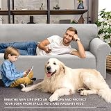 XINEAGE 2 Seater Stretch Sofa Cover Non Slip Jacquard Grey Silver view 2