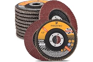 PEGATEC 80 Grit Flap Discs 4 1/2 inch Flap Wheel Type 29 Flap Sanding Disc with 7/8 Arbor Aluminum Oxide Abrasives for Grinding, Blending, Sanding and Finishing - 10 Packs