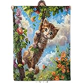 Bidesk Cute Kitten Blanket Soft Cozy Flannel Throw Blanket for Women Adults Kids - Warm Yet Lightweight Adorable Cat and Flowers Blankets for Couch, Bed, Travel, Fuzzy Outdoor Comfort Wrap 60"×50"