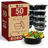 Reli. Meal Prep Bowls w/Lids - 50 Pack (16 oz) | Disposable Bowls with Lids | Microwave/Freezer Safe