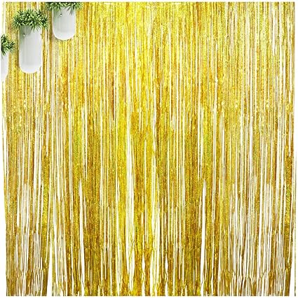 cortinas doradas con flecos de aluminio para cumpleanos selva jubilacion graduacion boda bechelor baby shower fiestas decoracion 2 unidades