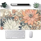 Nasdalgias Japanese Floral Desk Mat Boho Aesthetic Flower Desk Matt for Desktop Large XXL Gaming Mouse Pad Extended Deskpad Laptop Keyboard Computer Mat Office Decor for Women 31.5 X 15.7
