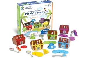 Learning Resources Sorting Surprise Pirate Treasure - 30 Pieces, Ages 3+ Color, Sorting & Matching Skills Toy, Fine Motor Skills Toys for Toddlers, Preschool Learning Toys