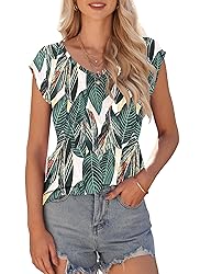 AUSELILY Womens Cap Sleeve T-Shirt Casual Loose Fit