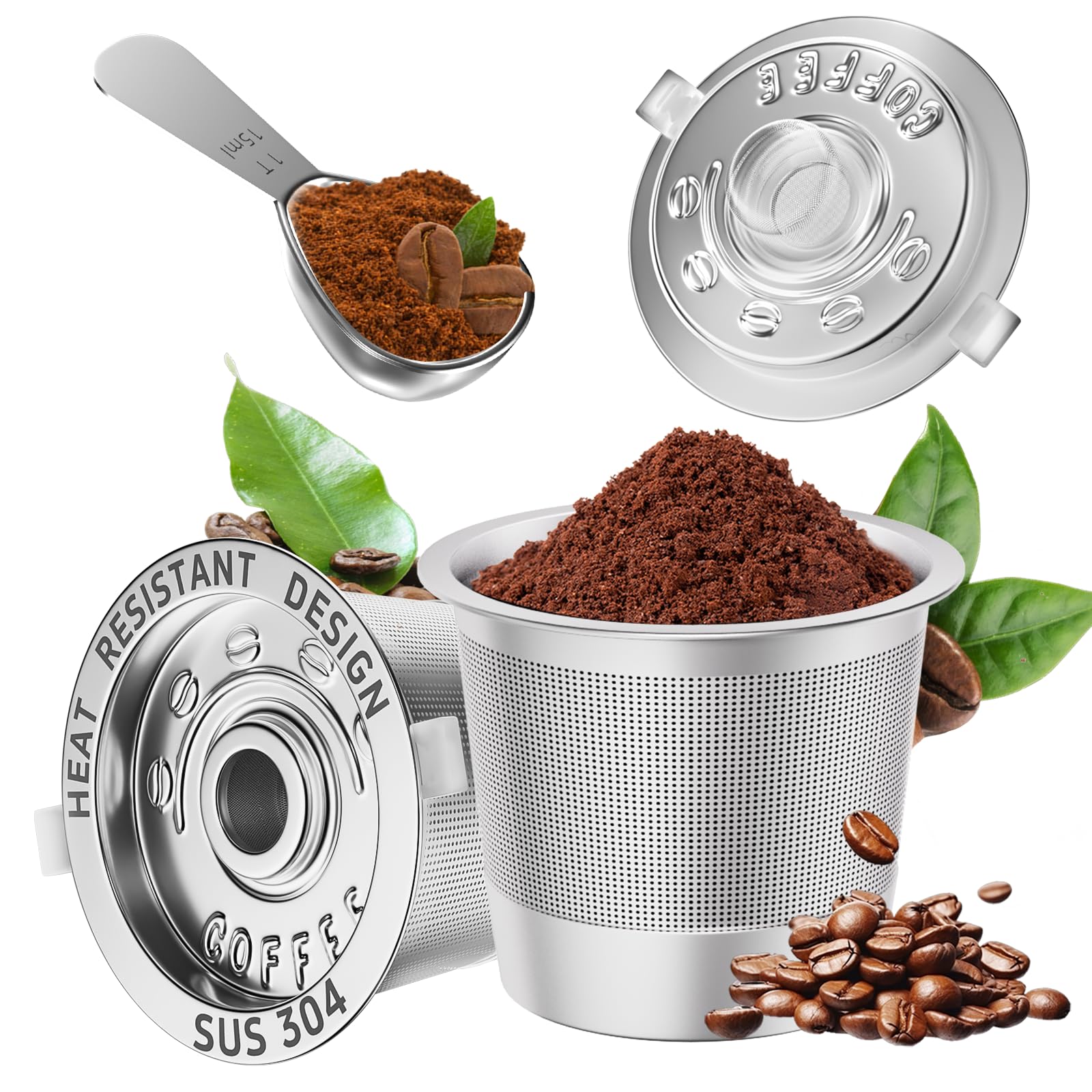 Photo 1 of 2 Pack Reusable K Cups Coffee Pods for Keurig 1.0: Stainless Steel Refillable K Cups - Reusable Coffee Filters for Keurig Coffee Machine, BPA-Free, SUS 304?, Scoop, Heat Resistant Handles