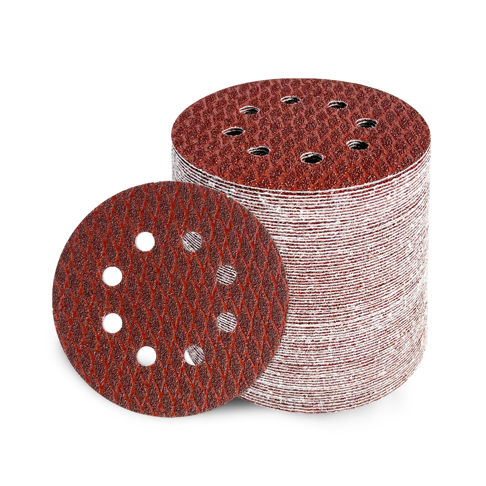 GEOGIEEW 80PCS 125mm Sanding Discs Pads, 5 Inch 8 Hole Hook and Loop 40/60/80/100/120/150/180/320 Mixed Grits Sandpaper for Wood for Random Orbital Sander