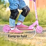 Zinc Kids Folding 2-Wheel Scooter Unicorn with Light Up Wheels 3+ Height view 8