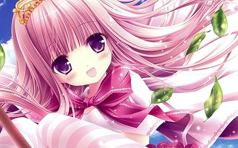 Posterhub Anime Original Girl Cute Pink Hair Pink Dress Long Hair