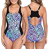 Halcurt Women's Athletic Swimsuit Adjustable Strap One Piece Swimsuit Racerback Bathing Suit
