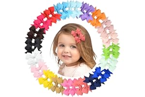 YHXX YLEN 40PCS 2 Inch Baby Hair Bows Clips for Girls Grosgrain Ribbon Fully Lined Infant Hair Clips Accessories for Baby Girls Newborns Toddler in Pairs
