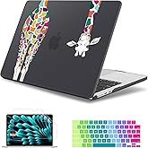 May Chen for MacBook Air 13.6 Inch Case 2025 2024 2023 2022 Release Models: A3240 M4 A3113 M3 A2681 M2, Plastic Hard Shell Case for MacBook Air 13.6" with Retina Display, Black Colorful Giraffe