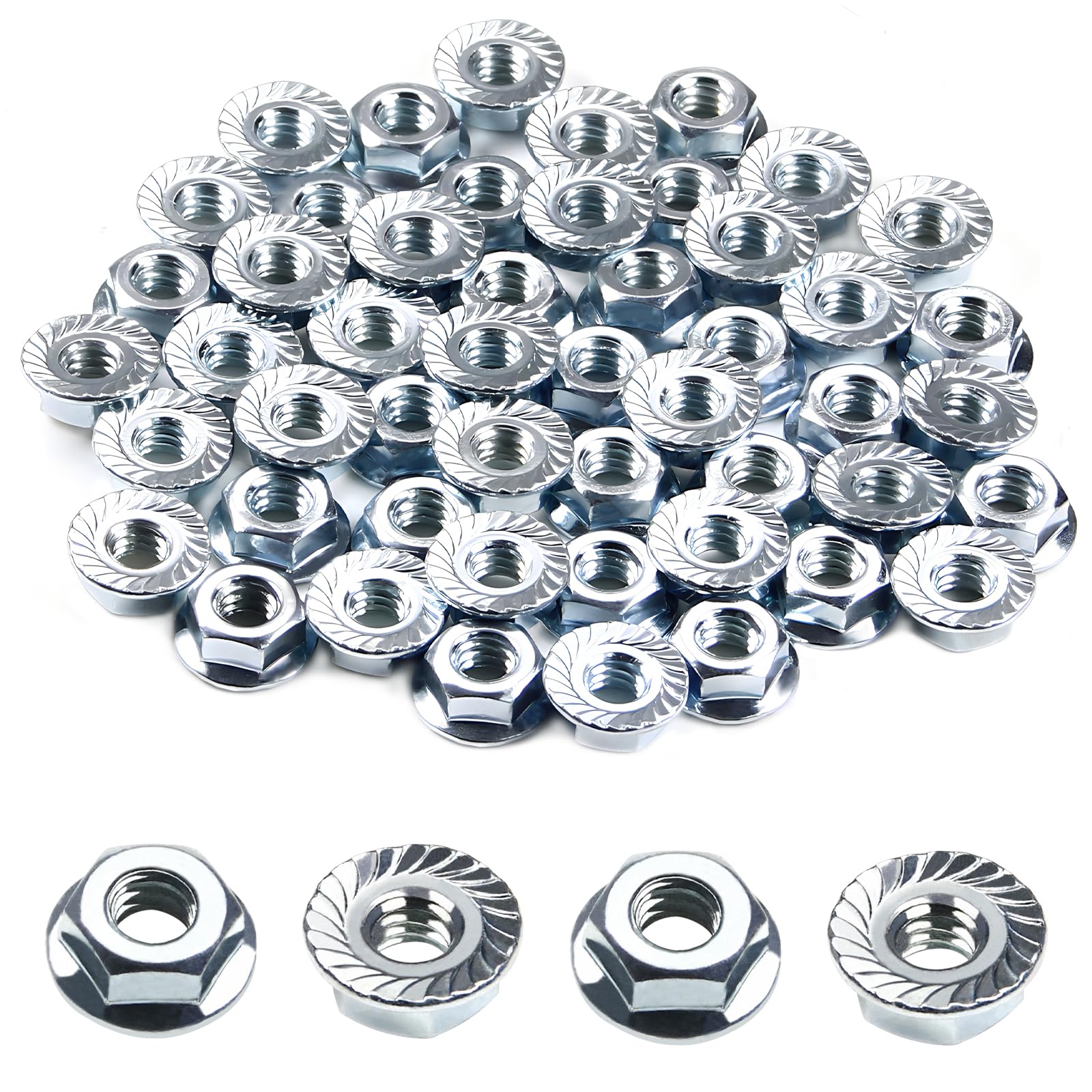 Photo 1 of 1/4-20 Serrated Flange Hex Nuts, 1/4" Hexagon Flange Nuts, 304 Stainless Steel, UNC Nuts Fasteners, Replacement Nut for DIY Home Mechanism, 50 Pack
