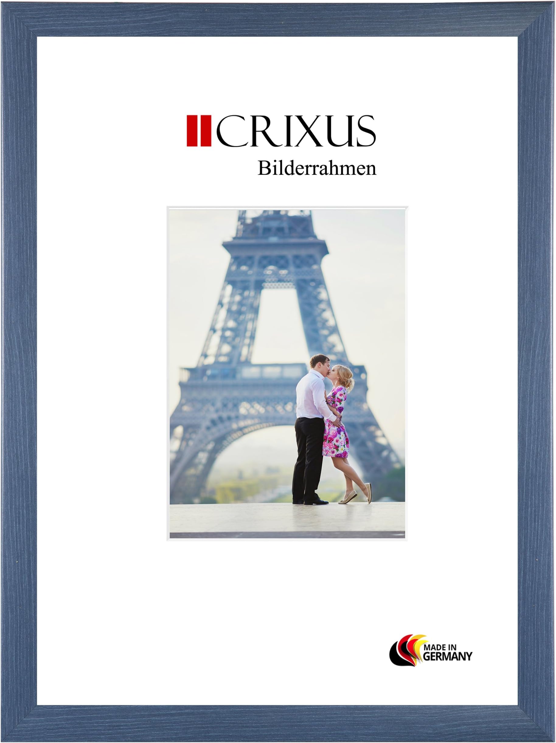 CRIXUS Crixus35 Picture Photo frame for 18 cm x 24 cm pictures, color: Slate Blue, wood frame MDF with anti-reflective acrylic glass, frame width: 35mm, outside dimension: 23,8 x 29,8 cm