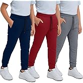 MONEY JONES ESSENTIALS Boys Sweatpants 3Pack - Fleece Joggers, Drawstring & Pockets, Slim Fit - Order 1 Size Up for Relax Fit