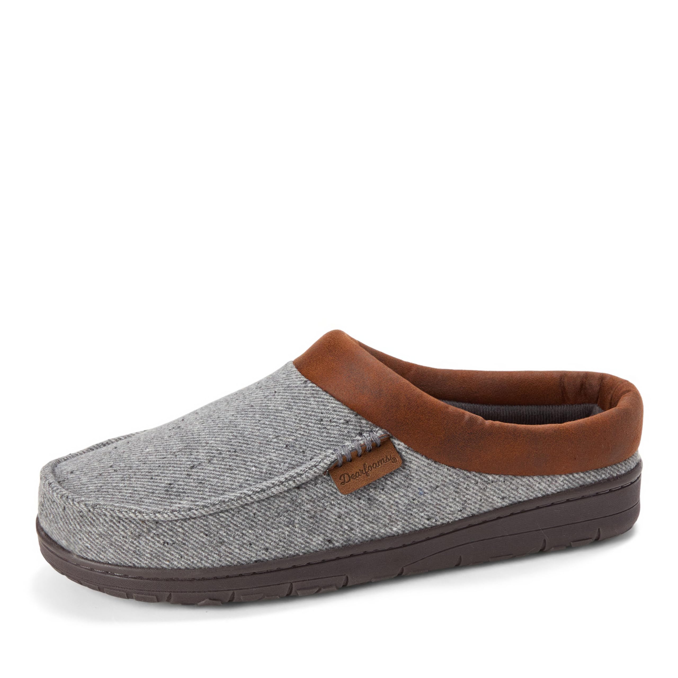 Dearfoams Men’s Brendan Clog With Lgms Cuff, Heather Grey, M