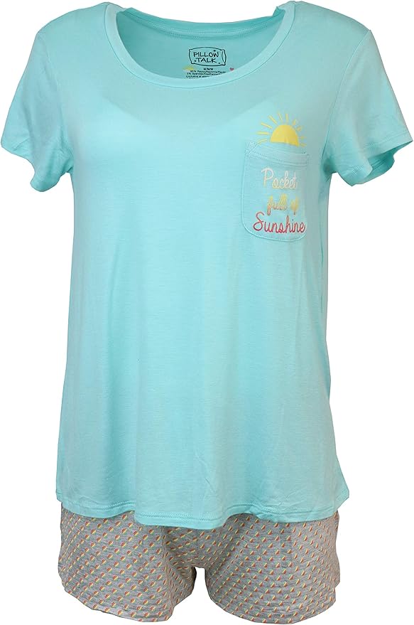 Pillow Talk Women's Pajama Short Set with Novelty Pocket Amazon.ca