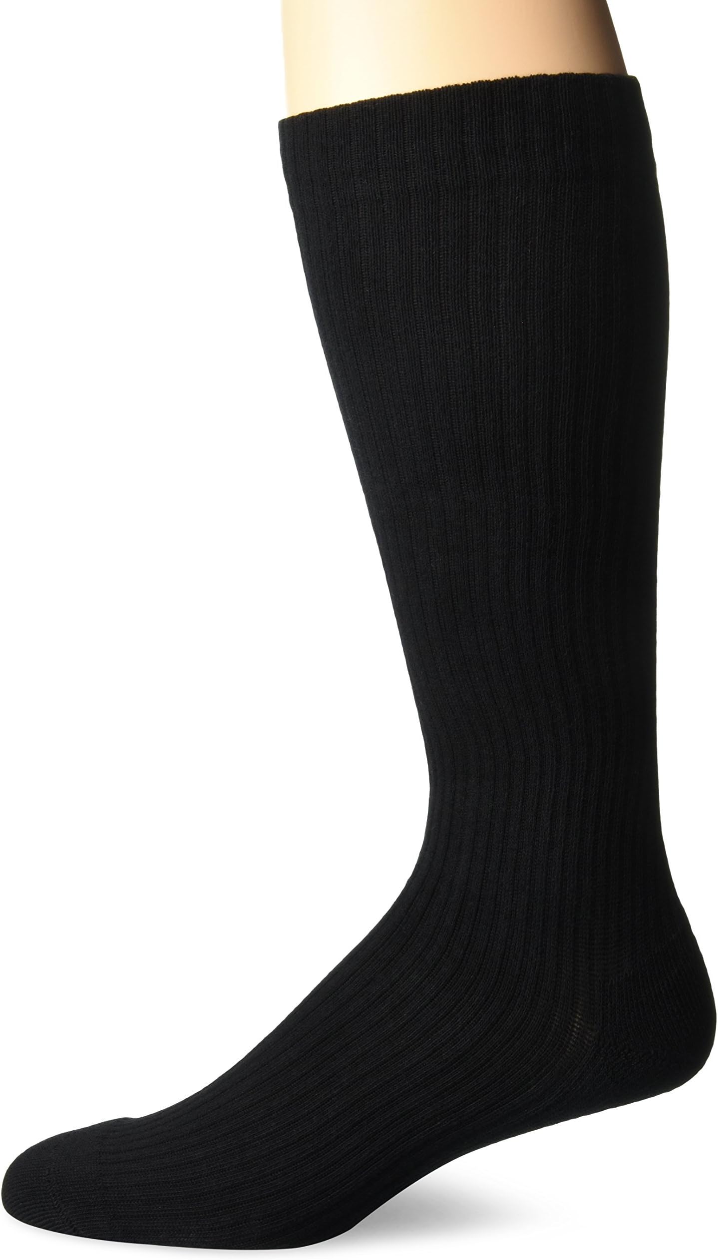 MD USAMD USA Ribbed Cotton Compression Socks with Cushion Soles, Black, Large