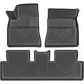 Husky Liners Weatherbeater Floor Mats | Fits 2017-2024 Tesla Model 3 | Front & 2nd Row, 3-pc Black - 95091