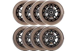 HeyZomm Inline Skate Wheels Outdoor & Indoor Inline Skate Replacement Wheels 85a Roller Hockey Wheels w/Bearings ABEC-9 & Floating Spacers, 64mm 70mm 72mm 76mm 80mm 84mm 90mm Dia, 8-Pack