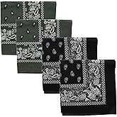 Motique Accessories Extra Large Paisley Bandana 27x27 Inch - Set of 4