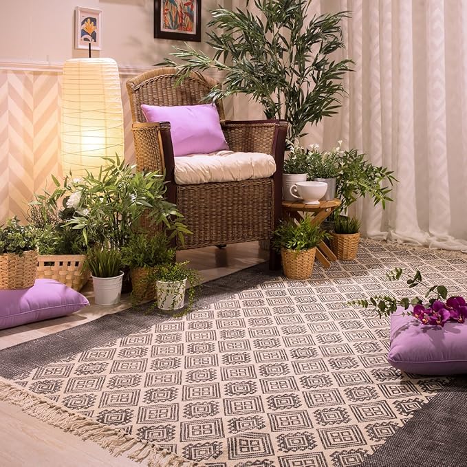 Sancarlos Mino Jarapa Alfombra, Algodón, Gris, 170 x 240 cm: Amazon.es: Hogar