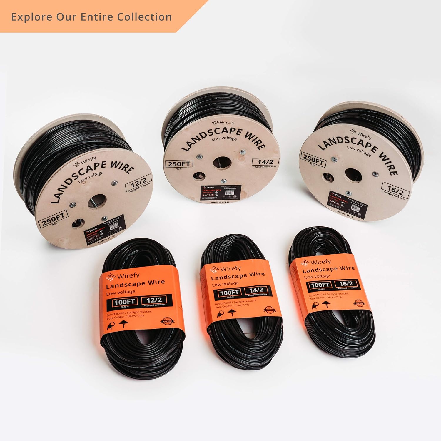 Wirefy 14/2 Low Voltage Landscape Lighting Wire - 14-Gauge 2-Conductor 100 Feet - - 
