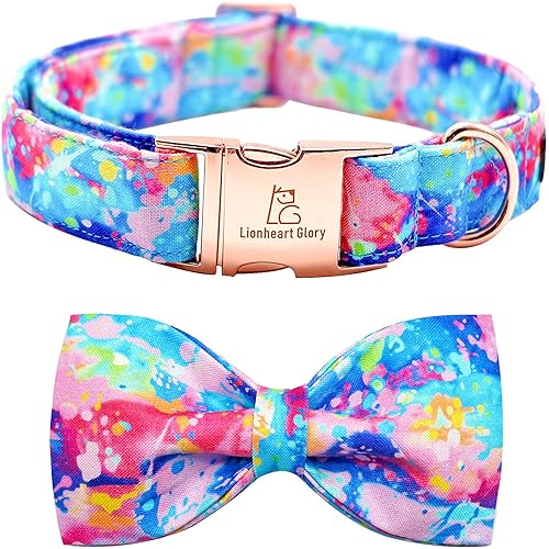 Lionheart glory Dog Collar, Colorful Dog Collar with Bow, Bowtie Collar Cute Pet Collar Gift for Small Medium Large Dog