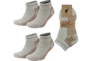 GoWith 2 Pairs Alpaca Wool Low-Cut Ankle Socks for Men Women, Cushioned Terry Warm Thermal Thick Merino Blend Camping Socks