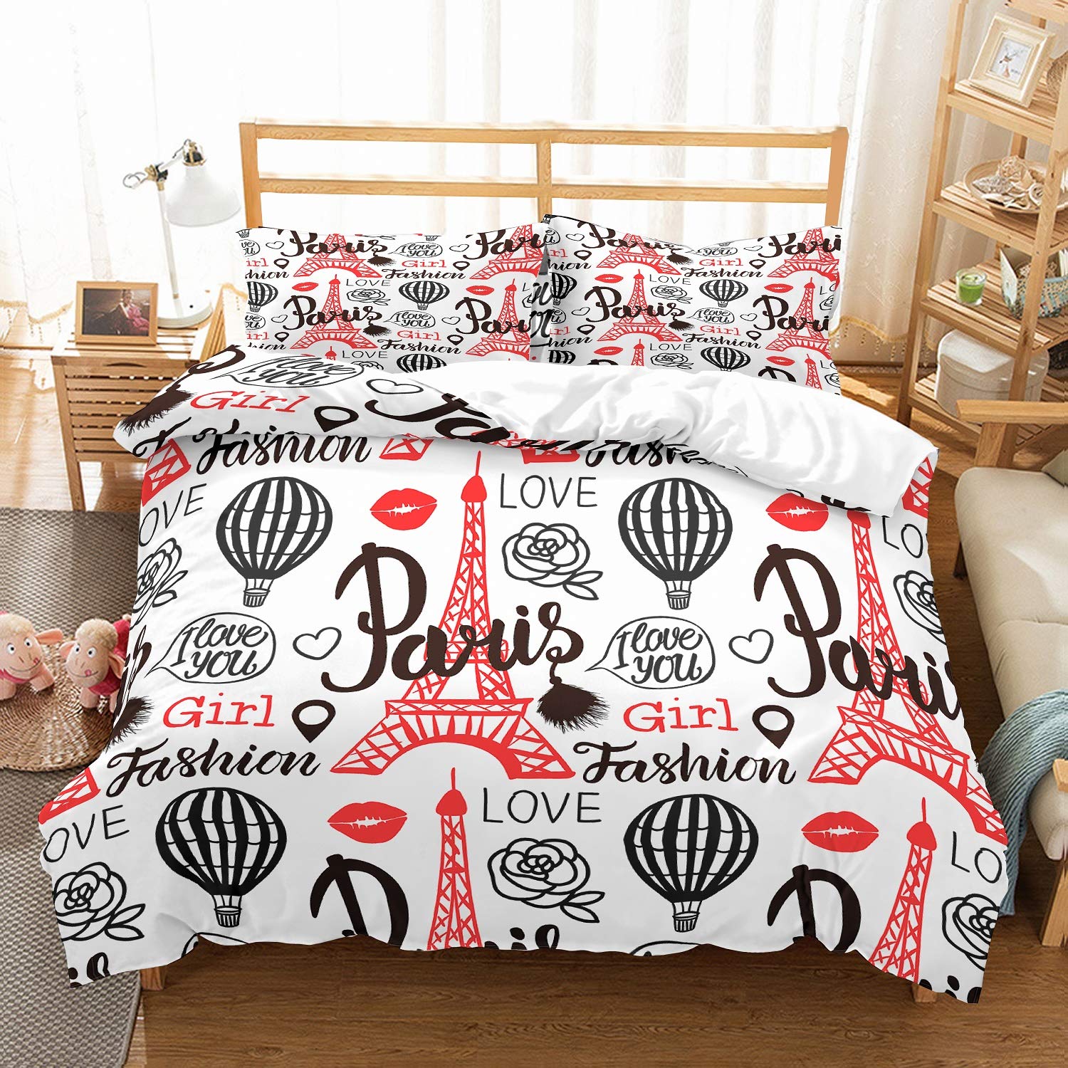 Best Red And Black Paris Twin Bedding