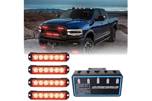 ADAURIS 6-LED Strobe Lights For Trucks Emergency Vehicle Lights For Vehicles Flashing Lights For Vehicles 12v -24v Super Bright Waterproof (Red)