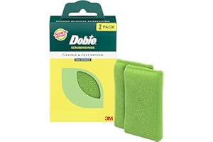 Scotch-Brite Blooms Dobie Scrubbing Pad, Non-Scratch Kitchen Sponge for Cleaning Dishes, Appliances, and Bathrooms, Leaf Green Dish Sponge that Dries Fast, 2 Pack
