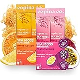 Organic Irish Sea Moss Powder - 200mg Packets for Gut Health and Immune Support - Passionfruit & Citrus Blossom Flavored Drink with Coconut Water for Hydration - Variety 16 Stick Packs