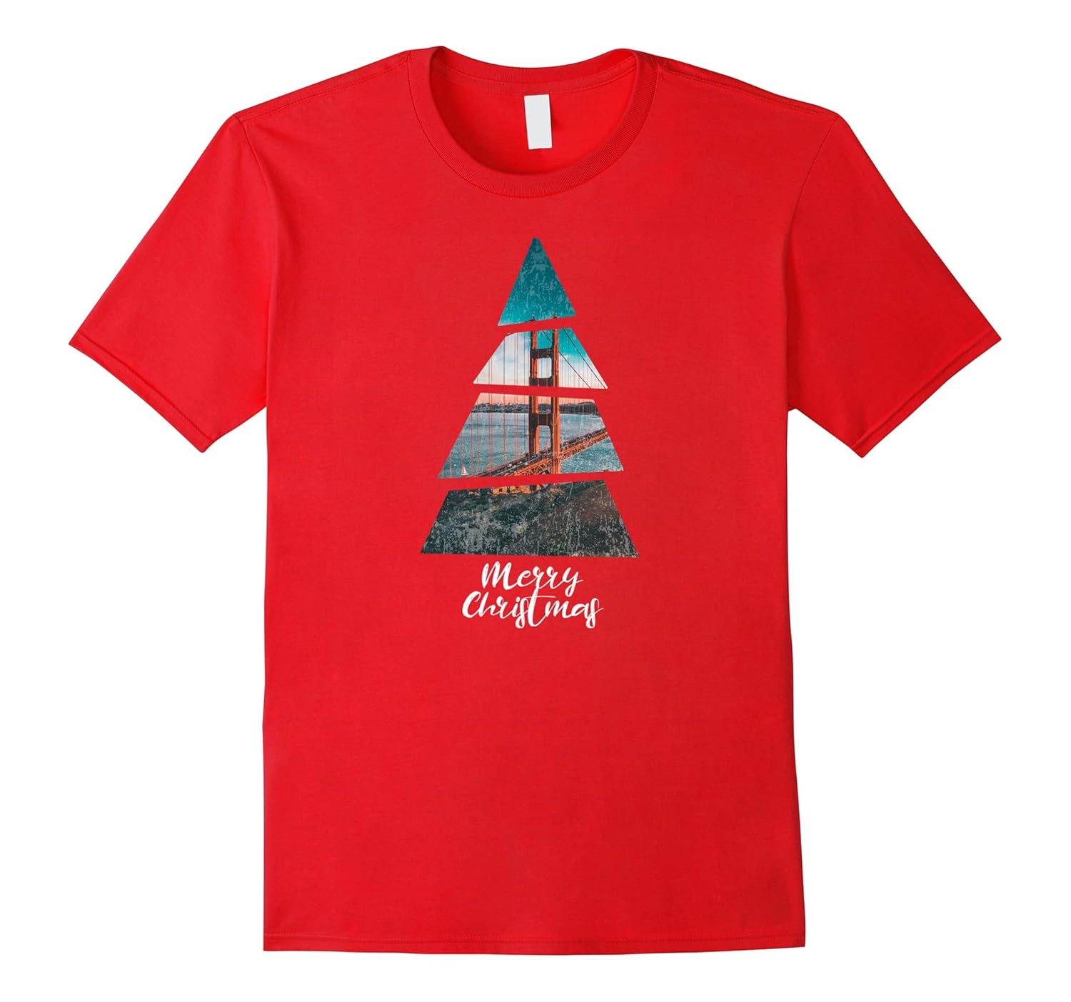 Novelty San Francisco SF Bridge - Christmas Tree T-shirt-ANZ