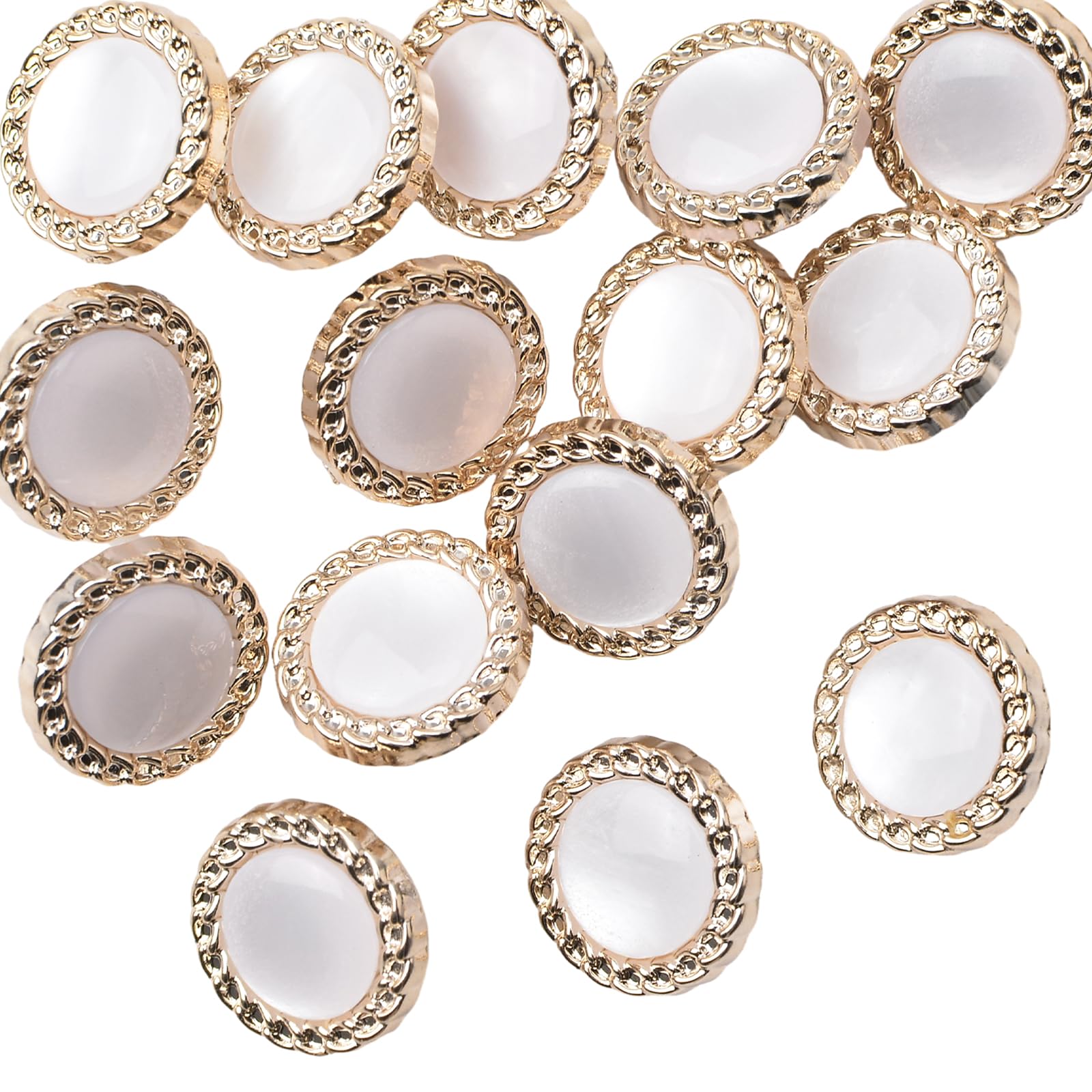 URROMA 50Pcs Faux Opal Buttons, Sew on Gold Round Retro Vintage Opal Buttons Crystal Buttons Buttons Embellishments for DIY Crafts, 18 mm