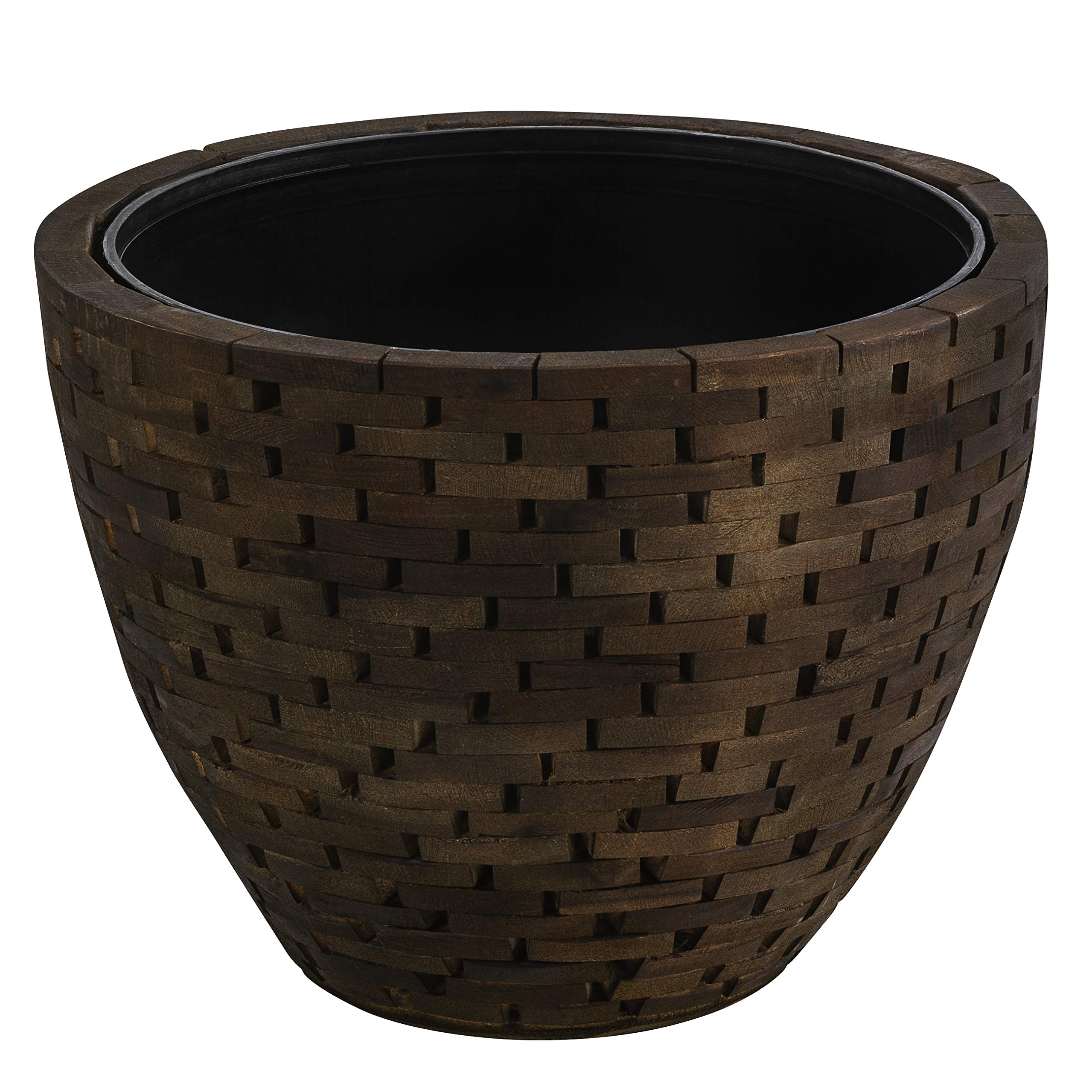 Dehner Flower Pot, Wood, plastic, Brown