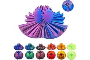 Flavery Gear Ball - 3D Printed Spin Ball,Steampunk Whirling Wonder Fidget, Cube Fidget Toy, Gear Sphere,Stress Ball for Stress and Anxiety Relaxing (8cm, Red and Blue)