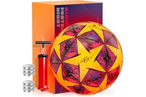 ANCBRUT Light Up Soccer Ball Glow in The Dark Size 3/4/ 5 Indoor&Outdoor Sports Gifts Birthday Ideas for 3-15+ Boys, Girls, Teens with Pre-Installed Batteries & Pump