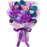 Eterfield Flowers for Delivery Prime, Valentine's Day Forever Flowers Bouquet, Preserved Roses and Purple Flowers Birthday Gifts for Her Women Wife Mom Grandma Anniversary Mother's Day Christmas