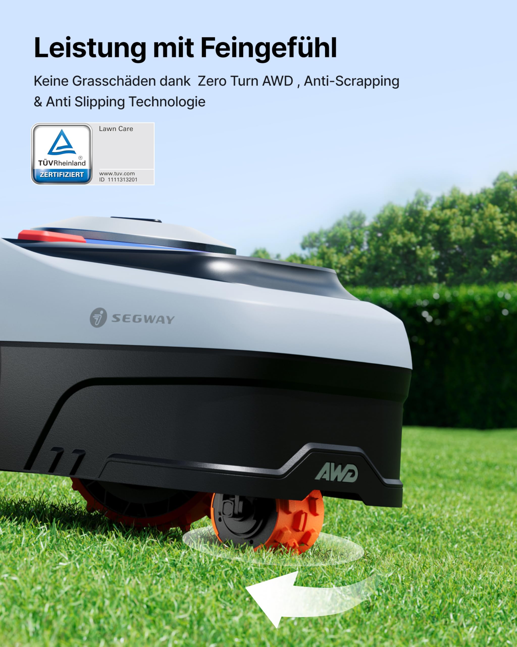 Segway Navimow i205 AWD (Neuer i105E) Mähroboter ohne Begrenzungskabel mit Garage S, für 500 m², Allradantrieb für 45% Steigung, NRTK+Vision, Keine RTK Antenne erforderlich (Getrennter Versand) 3