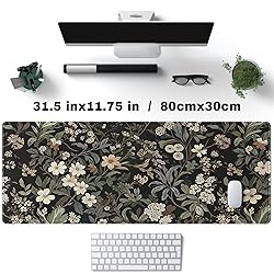 Floral Desk Pad Leaves Vintage Aesthetic Desk Mouse