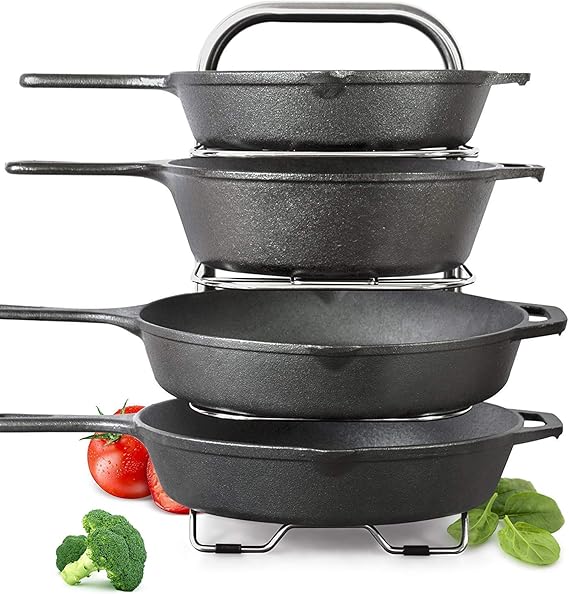 Height Adjustable HeavyDuty Cast Iron Pan and Pot