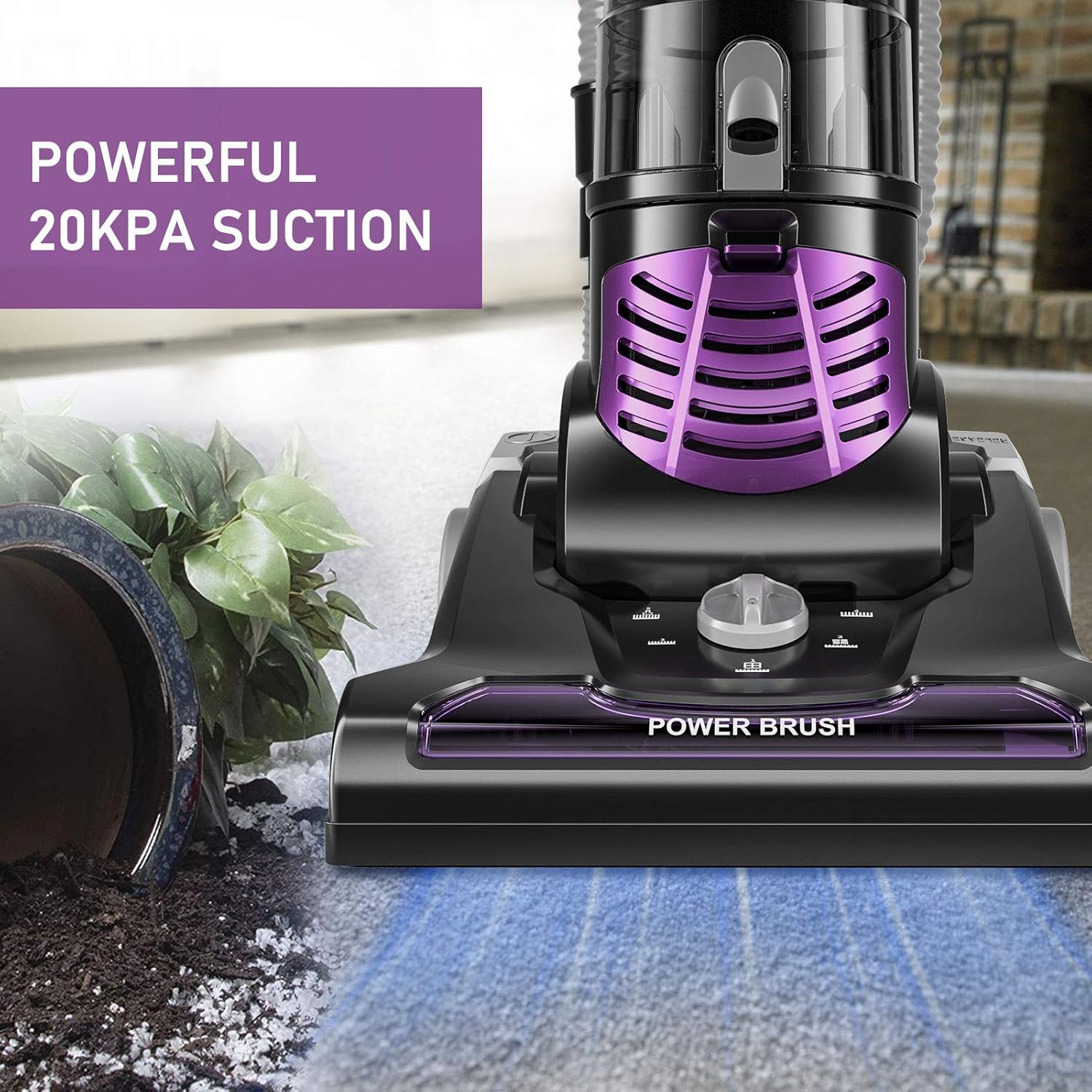 MOOSOO Powerful Pet Upright Vacuum Cleaner, 1400W Powerful Suction and HEPA Media Filtration, Pet Power Brush, Crevice and Upholstery Tool, for Pet Hair, Carpet and Hard Floor - Model: U1400-PLUS -