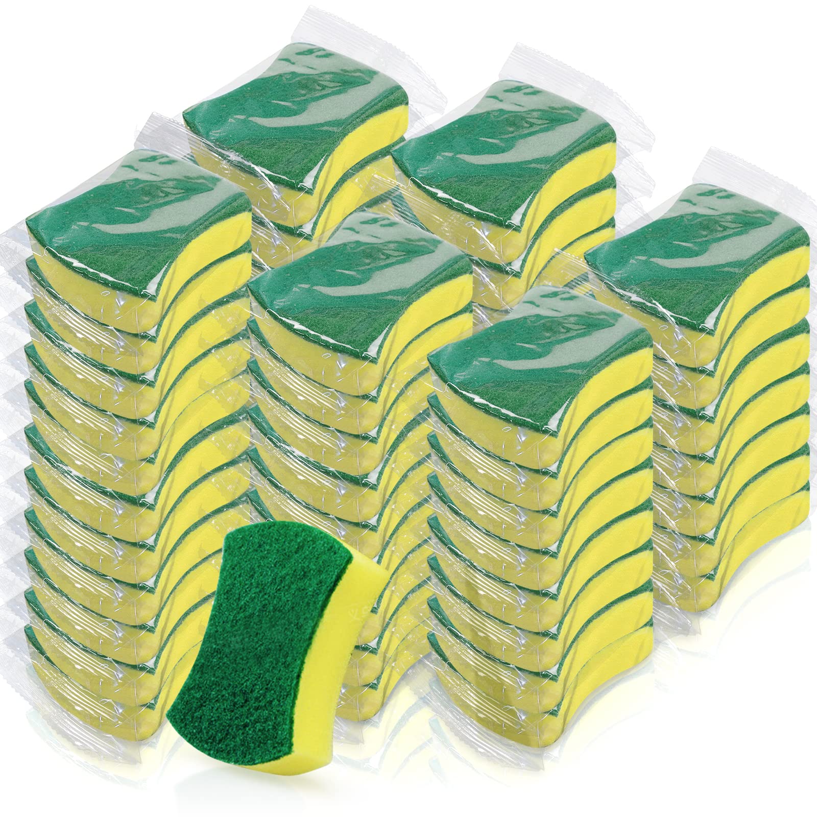 Photo 1 of (56 Pack) Kheoxusa Individually Wrapped Sponges,Sponges Individually Wrapped,Individually Wrapped Sponges Bulk Packed for Cleaning Dishes Kitchen Scrub Dish Non Scratch Scrubbers Small Mini Bulk-Waist