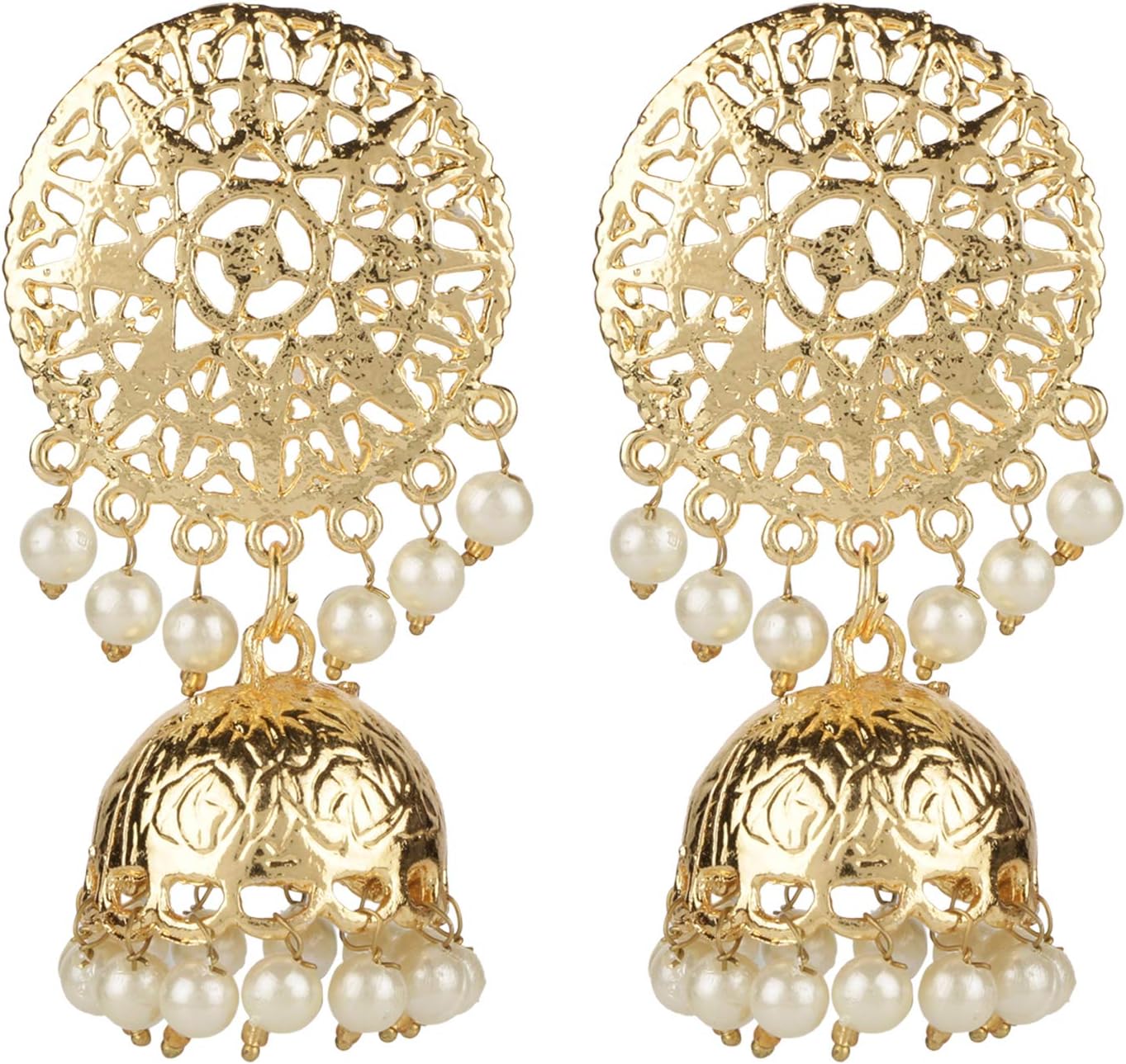Kord Store Excellent Filigree Design Pearls Gold Plated Jhumki Earring For Women