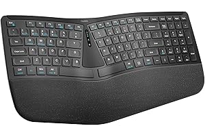 Nulea Ergonomic Wireless Keyboard, Split Design with Padded Wrist Rest for Natural Typing, Bluetooth & 2.4G Multi-Device Keyb