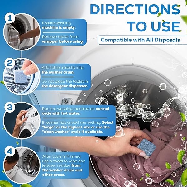 RAXTUP WASHING MACHINE CLEANER DEEP CLEANING TABLETS FOR HE FRONT LOADER & TOP LOAD WASHER, CLEAN INSIDE DRUM AND LAUNDRY TUB SEAL (30)