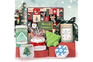IAOVUEBY Christmas Spa Gifts for Women - Christmas Gift Ideas, Christmas Candles Gift, Christmas Gift Baskets for Women, Mom, Sister, Wife, Friend with Candle, Bath Bombs, Bath Salt, Soaps, Christmas Packaging