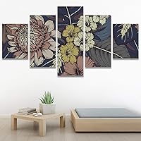 SIGNWIN 5 Panel Canvas Wall Art Modern Art Bouquet Colorful Decorative Elements Floral Multicolor Photography for Home Decorations Ready to Hang - 60