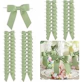LiBongTa 50 PCs 3.5 Inch Sage Green Bow Grosgrain Ribbon Bows for Gift Wrapping, Gift Bows for Presents, Green Bow Party Decorations, Twist Tie Bows for Baby Shower, Wedding, Easter, Birthday Party